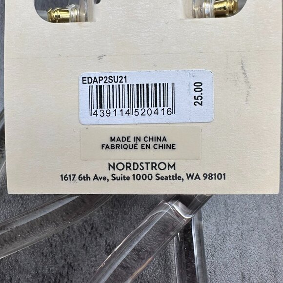 Open Edit Twisted Swirl Clear Acrylic Gold Tone Huggie Drop Earrings - Picture 7 of 9